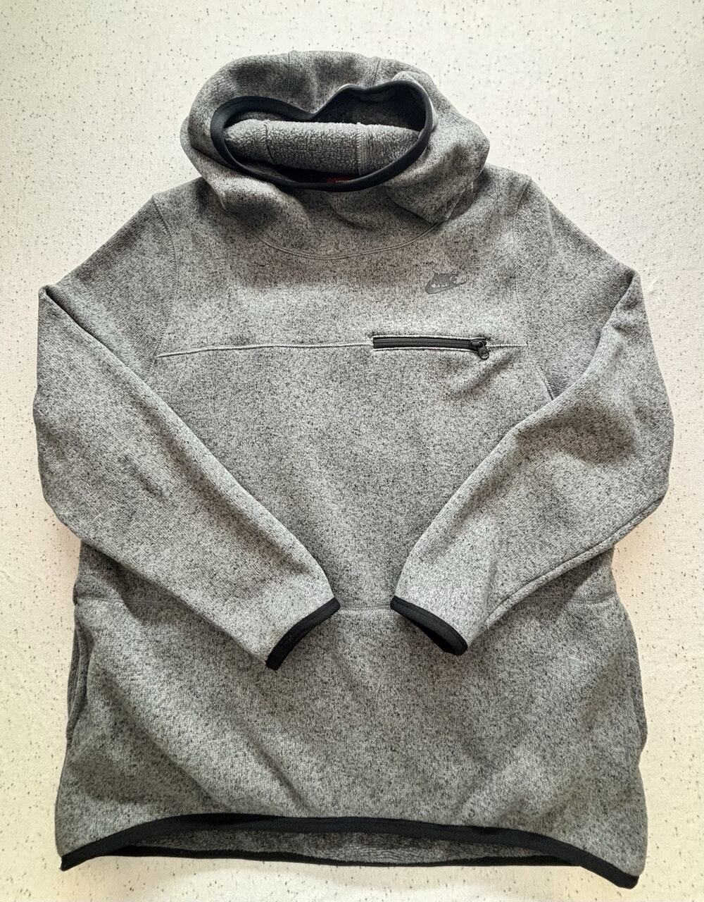 Nike Womens Summit Fleece Pullover Hoodie Gray Funnel Cowl Neck Size XL 914398